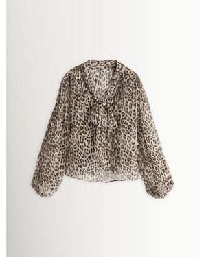 RIXO London Nina Leopard Mocha Rya Top - White