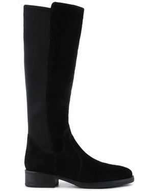 Jones Bootmaker Suede Ellisia Leather Stretch-Fit Long Boots - Black