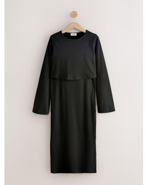 Next Maternity Long Sleeve Nursing Shelf Dress - Black