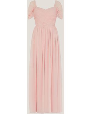Monsoon Evelyn Bardot Maxi Bridesmaid Dress - Pink
