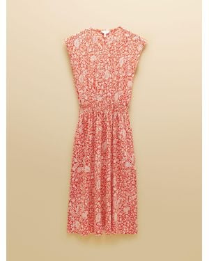 Joules Lilia Jersey Smocked Waist Midi Dress - Pink