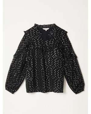 FatFace Fatface Olie Metallic Blouse - Black