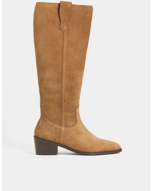 JD Williams Extra Wide Fit Suede Knee High Western Boots - White
