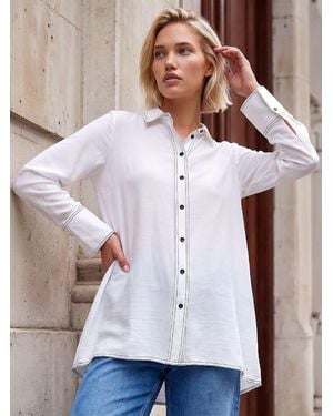 Roman Contrast Stitch Shirt - White