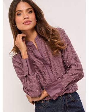 Lipsy Button Down Burnout Detail Shirt - Pink