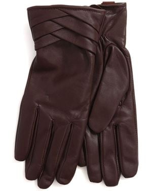 Jones Bootmaker Woven Detail Leather Gloves - Brown