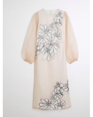 River Island Petite Floral Print Appliqué Dress - White