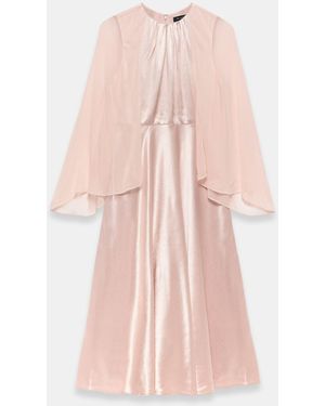 Mint Velvet Satin Cape Maxi Dress - Pink
