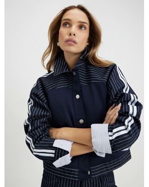 River Island Stripe Hybrid Denim Jacket - Blue