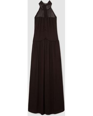 ATELIER Chiffon Draped Halterneck Maxi Dress - Black