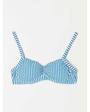 FatFace Fatface Textured Stripe Bikini Top - Blue