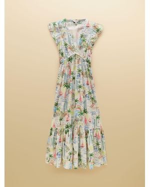 Joules Winnie Frill Shoulder Maxi Dress - Blue