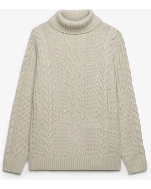 Superdry Jacob Cable Roll Neck Sweater - White