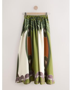 Next Satin Pleated Maxi Skirt - Green