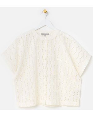 Oliver Bonas Broderie Boxy Short Sleeve Blouse - White
