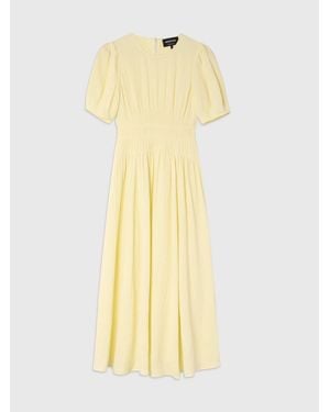 Whistles Gathered Textured Midi Dress - Yellow