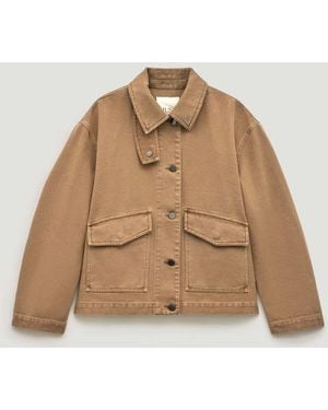 Hush Elara Washed Cotton Funnel Neck Utility Jacket - Natural