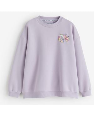 Olivia Rubin Oversized Multi Croissant Graphic Crew Neck Sweat Top - Purple
