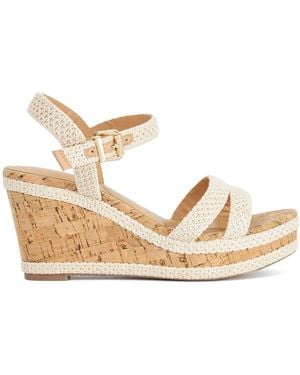 Dune Wide Fit Kipling Wedges - Natural