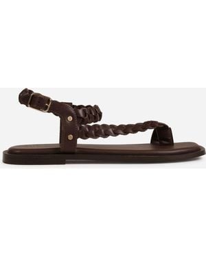 Bronx Kenny Leather Woven Sandals - White
