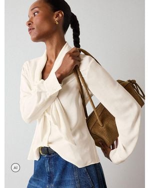 Whistles Tie Viscose Crepe Blouse - Natural