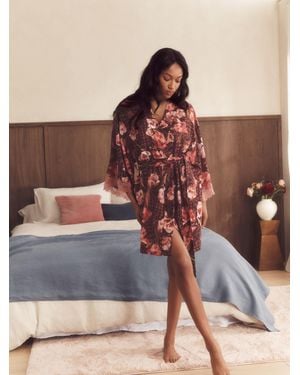 Ted Baker Viscose Nylon Robe With Lace - Brown