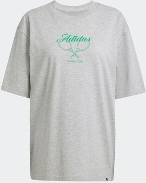 adidas Country Club Graphic Oversize 100% Cotton T-Shirt - Grey