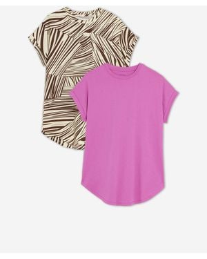 JD Williams Short Sleeve Curved Hem Longline Tops 2 Pack - Pink