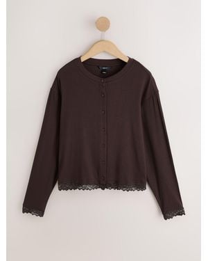 Next Chocolate Thermal Tencel Modal Base Layer Cardigan - Brown