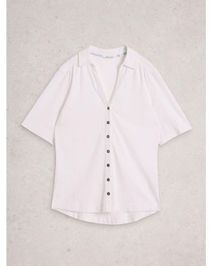 White Stuff 100% Cotton Annie Embroidered Shirt - Pink
