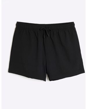River Island Seersucker Swim Shorts - Black