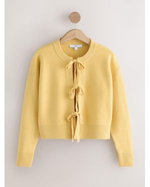 Next Supersoft Tie Front Knitted Cardigan - Metallic