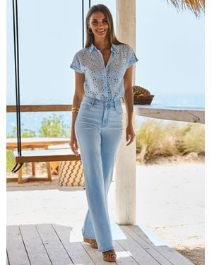 Sosandar Slim Wide Leg Jeans - Blue