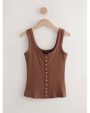 Next Chocolate Pointelle Cami Vest Top - Brown