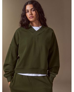 Next Khaki V-Neck Sweatshirt - Green