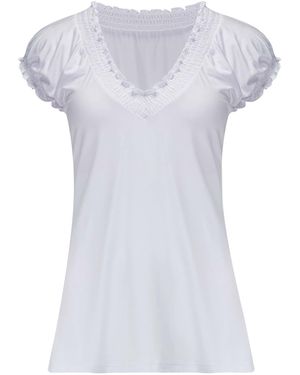 Pour Moi Pour Moi Payton Contrast Stitch Cap Sleeve Stretch Jersey Top - White