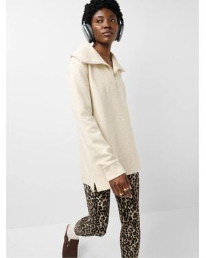 Sweaty Betty Tranquil Rib Half Zip Longline Sweatshirt - Natural