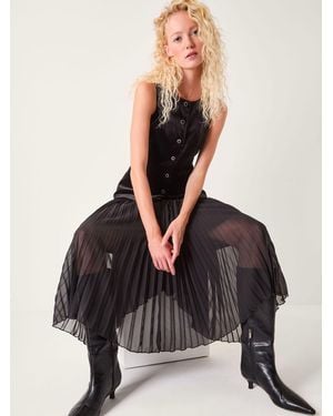 Monsoon Vanessa Velvet Midi Dress - Black