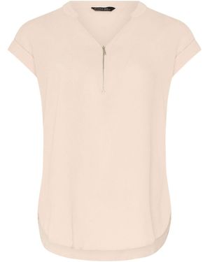 Evans Zip Front Blouse - Natural