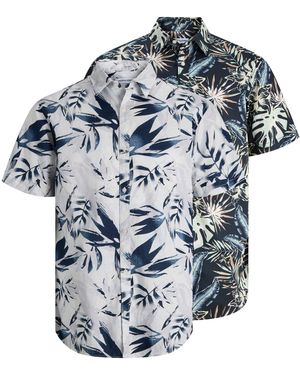 Jack & Jones Resort Graphic Printed Shirts 2 Pack - Blau