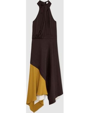 Reiss Burgundy/ Bianca Colour-Block Layered Midi Dress
