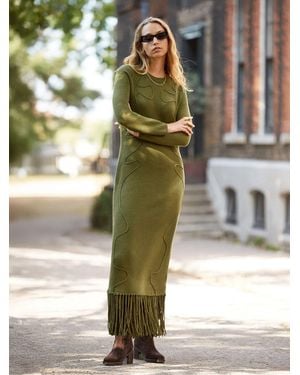 Ro & Zo Khaki Appliqué Knit Dress - Green