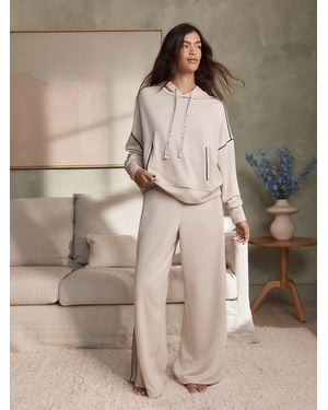 Ted Baker Viscose Lounge Wide Leg Trousers With Piping Detail - Brown
