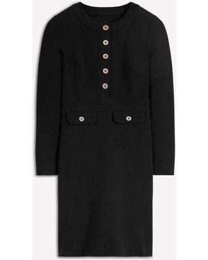 Boden Lavinia Button Ottoman Dress - Black