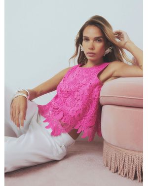 River Island River Island Sleeveless Lace Shell Top - Pink