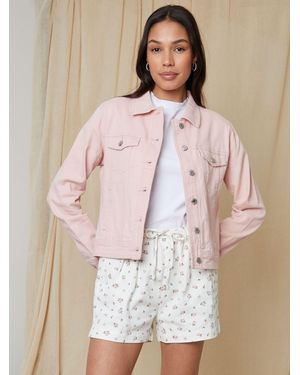 Threadbare Floral Pull On Denim Shorts - Natural