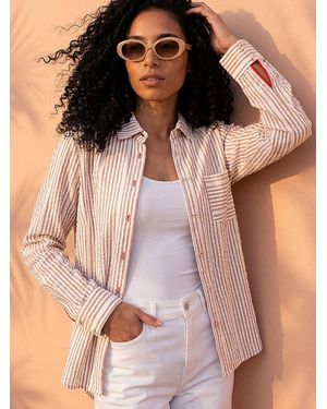 Roman Textured Stripe Collared Shirt - Natural