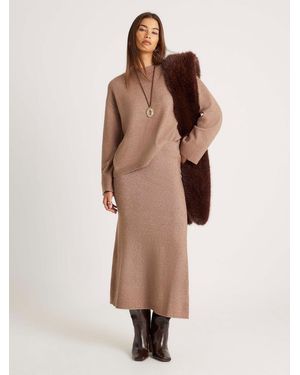 River Island Cozy Soft Maxi Skirt - Natural