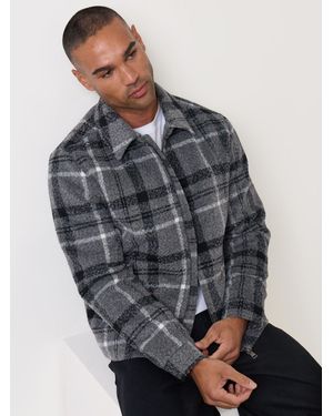 Threadbare Faux Wool Collared Jacket - Gray
