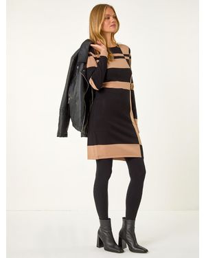 Roman Colour Block Knit Dress - Black
